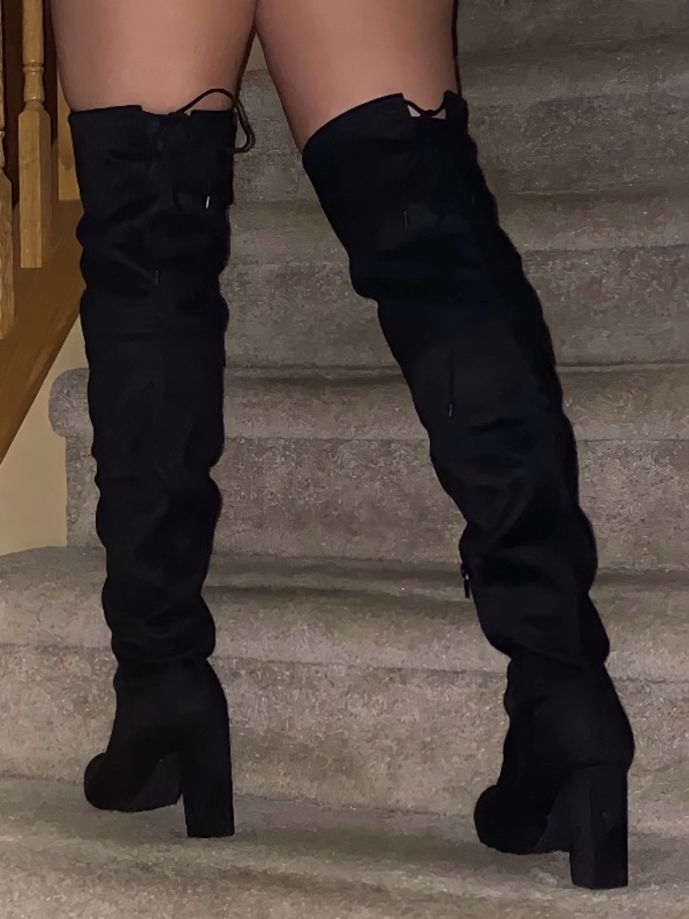 Fashion Nova High Rise Black Heel Boot